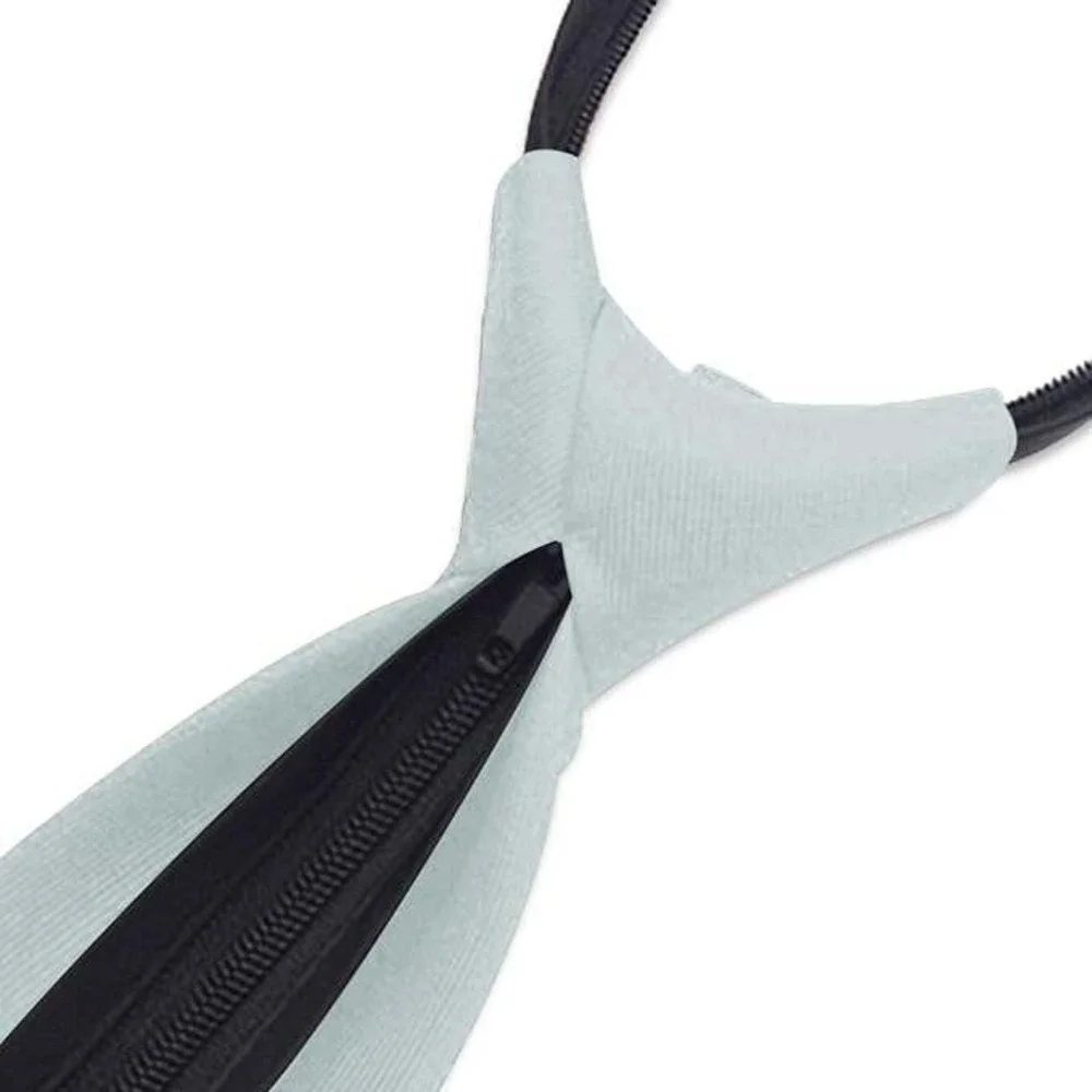 Aurya Silver Solid Color Boys Tie, Polyester Satin Pre-tied Necktie with Adjusta